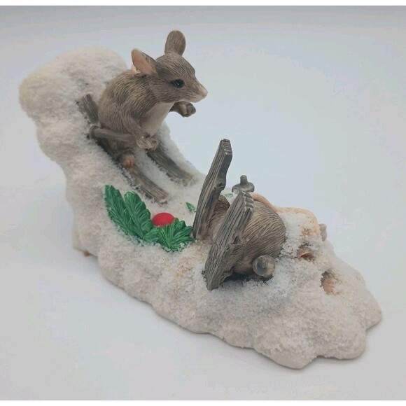 Charming Tails Hot Doggin Mouse Figurine Dean Griff Silvestri Snow Ski Slope - Picture 3 of 10